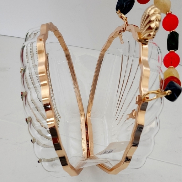 Mini Rhinestone & Bead Decor Transparent Dome Women's Clear Crossbody Handbag - Picture 7 of 11